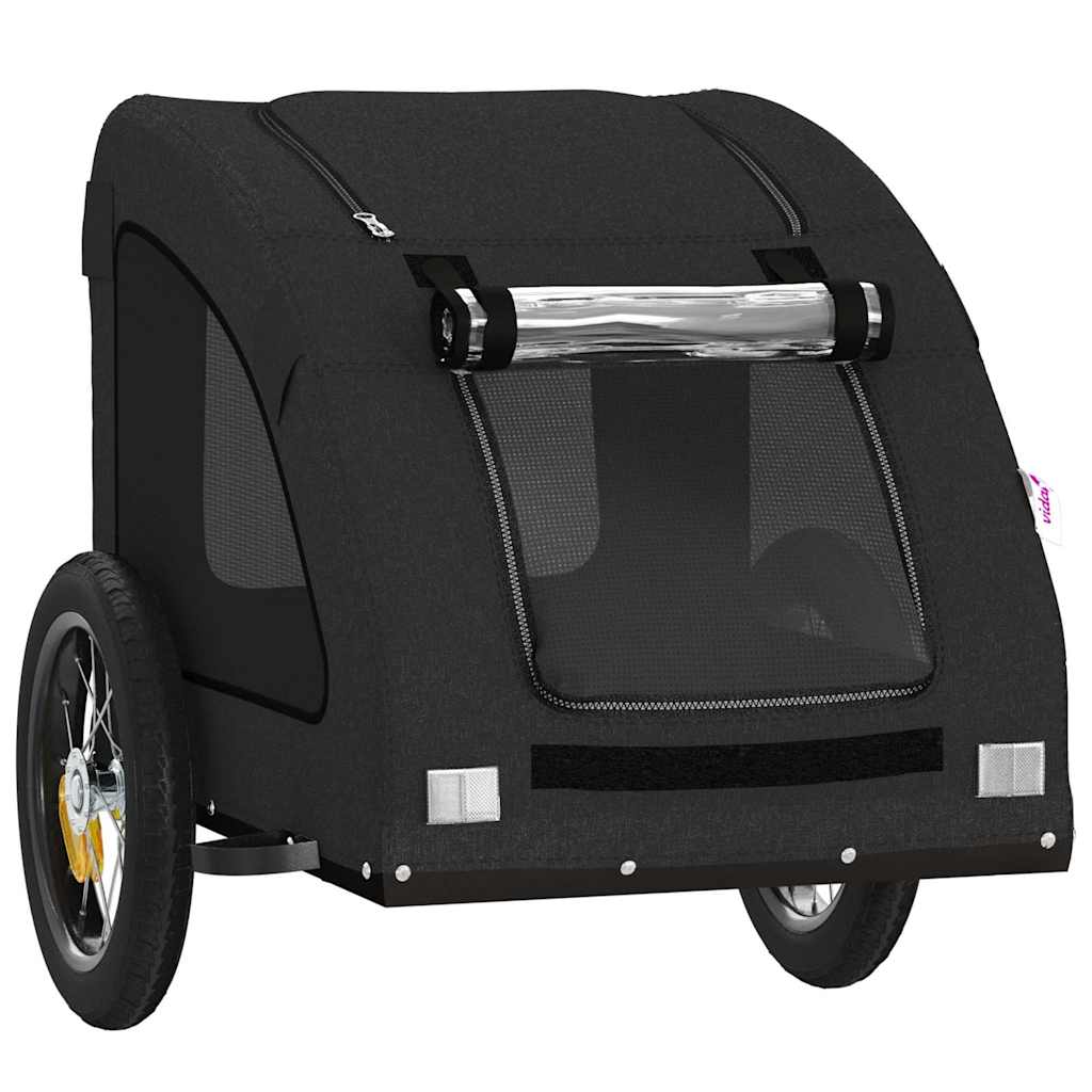 Remolque De Bicicleta Mascotas Hierro Tela Oxford Negro_4