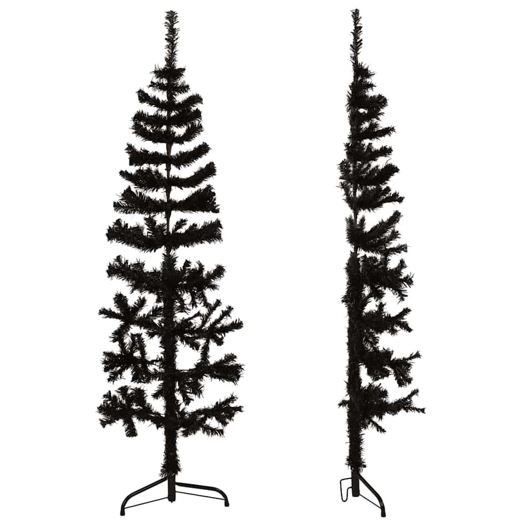 Vidaxl Medio Árbol De Navidad Artificial Con Soporte Negro 150 Cm_4
