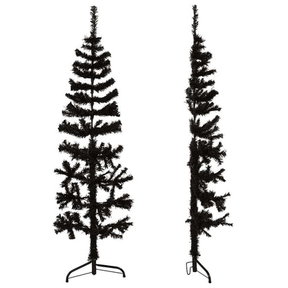 Vidaxl Medio Árbol De Navidad Artificial Con Soporte Negro 150 Cm_4