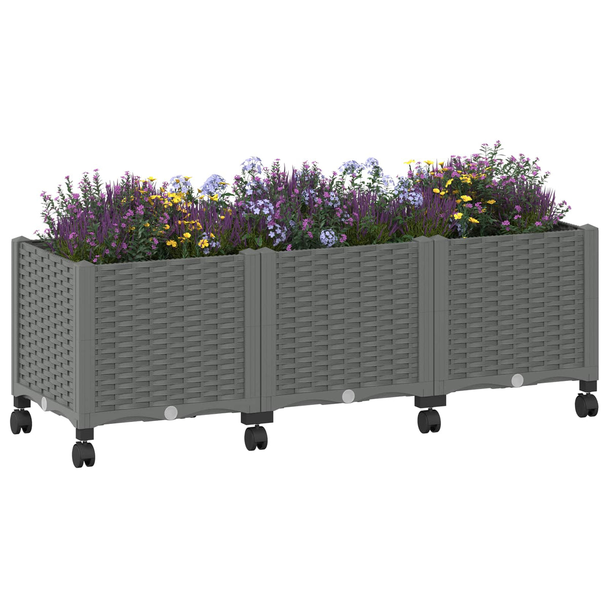 Macetero De Jardín Con Ruedas Gris Claro 120 X 40 X 44 Cm Pp_2