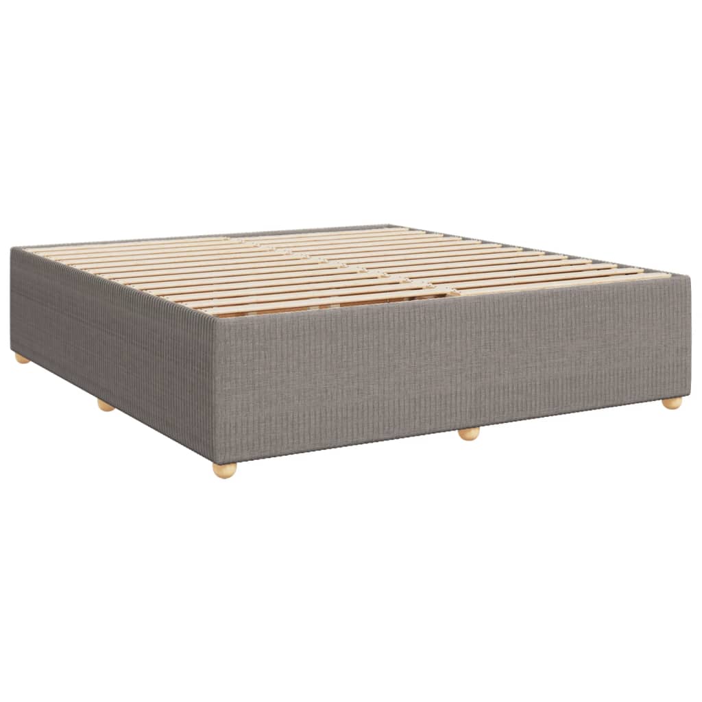 Cama Box Spring Con Colchón Tela Gris Taupe 200x200 Cm / Vetonek_0