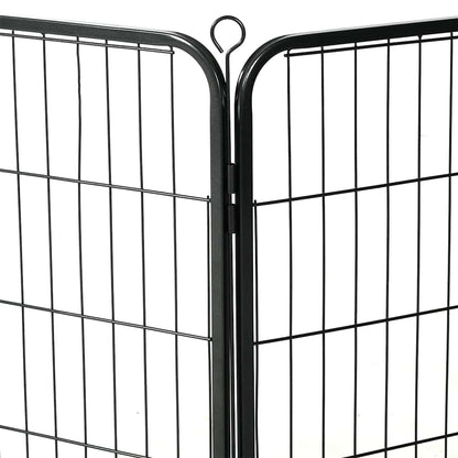 Corral Para Perros 16 Paneles De Acero 60x80 Cm Negro_4