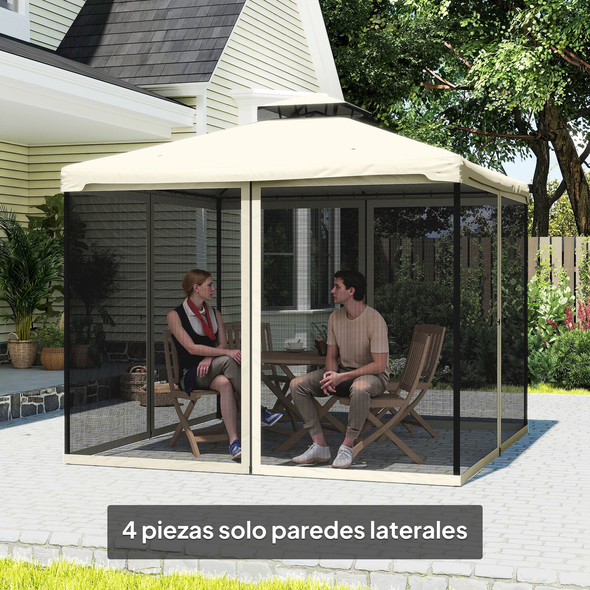 Outsunny 4 Paneles Laterales 302x207 Cm Para Carpa De Jardín Mosquitera_5