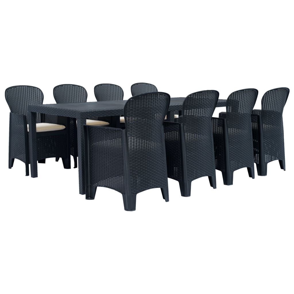 Vidaxl Comedor De Jardín 9 Piezas Plástico Aspecto De Ratán Antracita_0