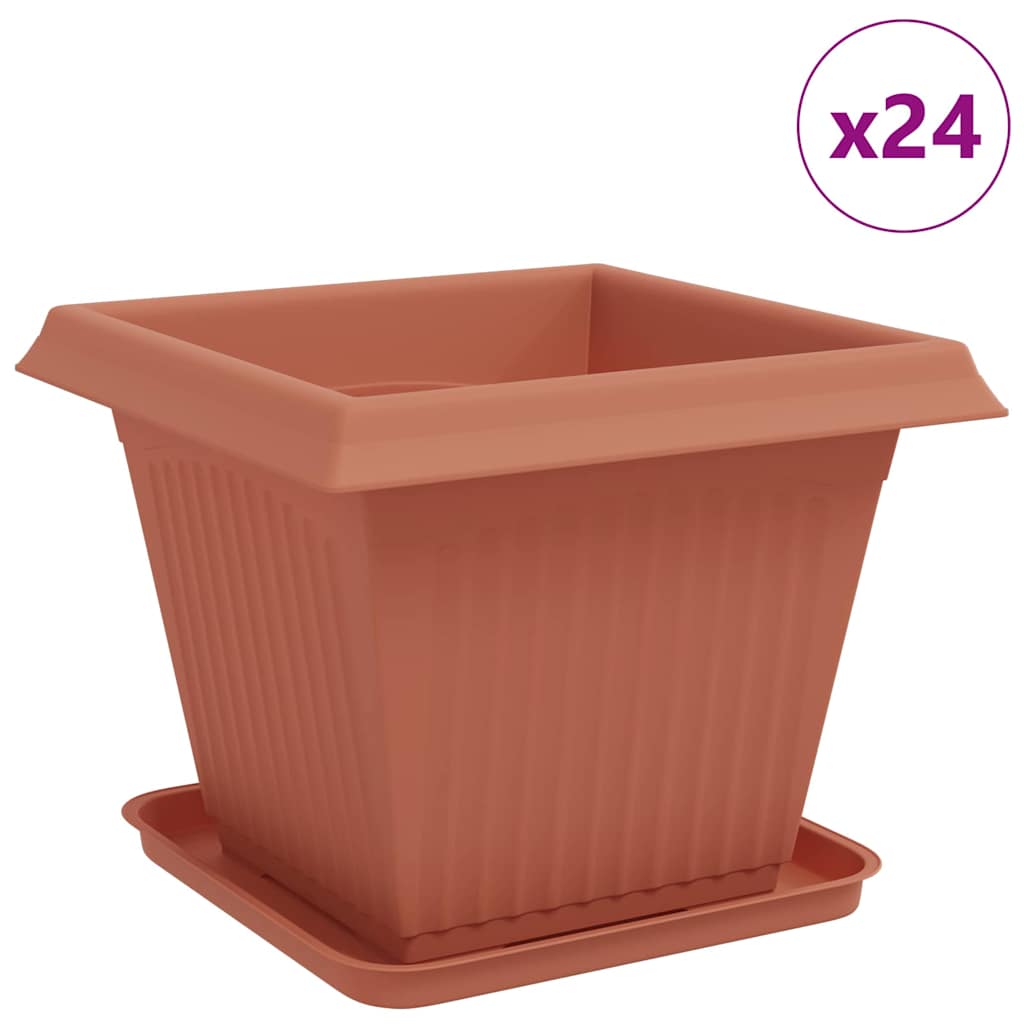 Macetas 24 Uds. Rojo Ladrillo Plástico_0