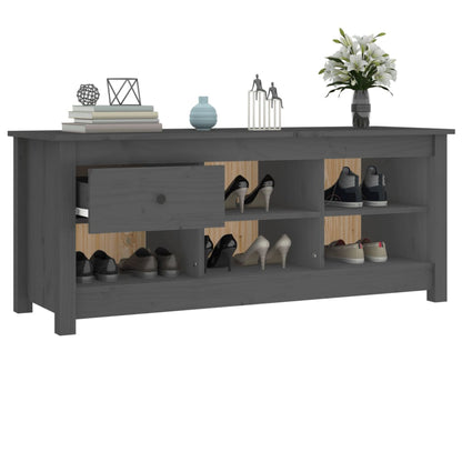Armario Zapatero De Madera Maciza De Pino Gris 110x38x45,5 Cm / Vetonek_3