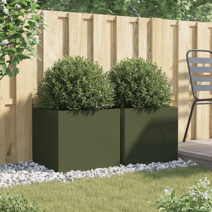 Jardineras 2 Unidades Acero Verde Oliva 49x47x46 Cm_2