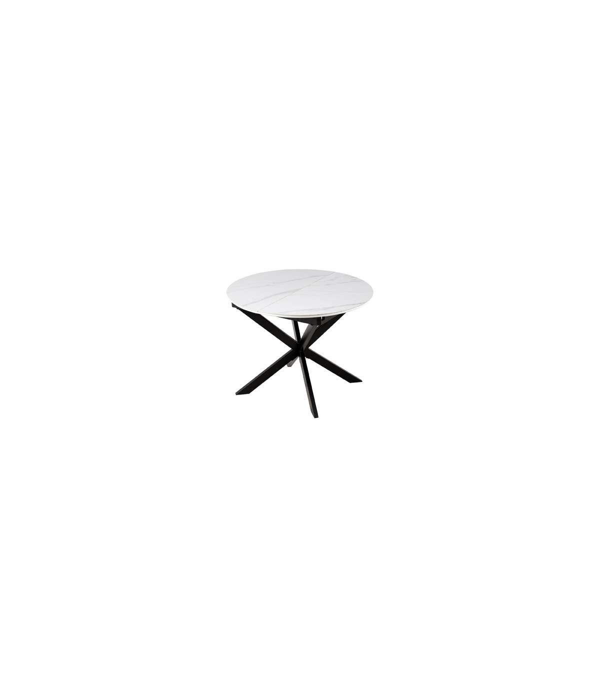 Mesa Redonda Extensible Ibiza Acabado Blanco/negro, 75cm(alto) 100-140cm(ancho) 100cm(largo)_5