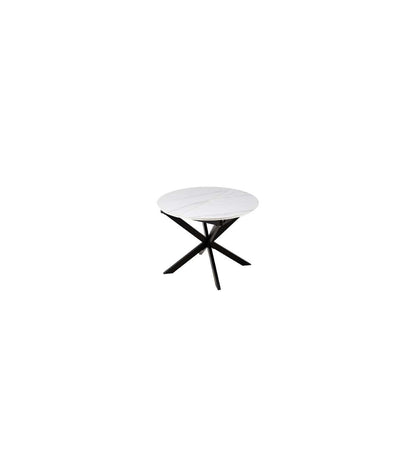 Mesa Redonda Extensible Ibiza Acabado Blanco/negro, 75cm(alto) 100-140cm(ancho) 100cm(largo)_5