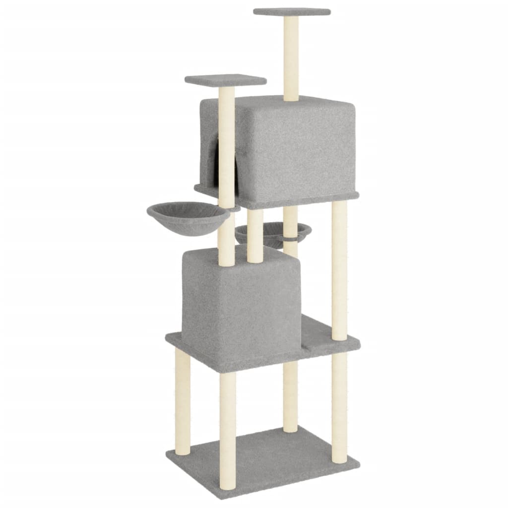 Rascador Para Gatos Con Postes De Sisal Gris Claro 180 Cm_4