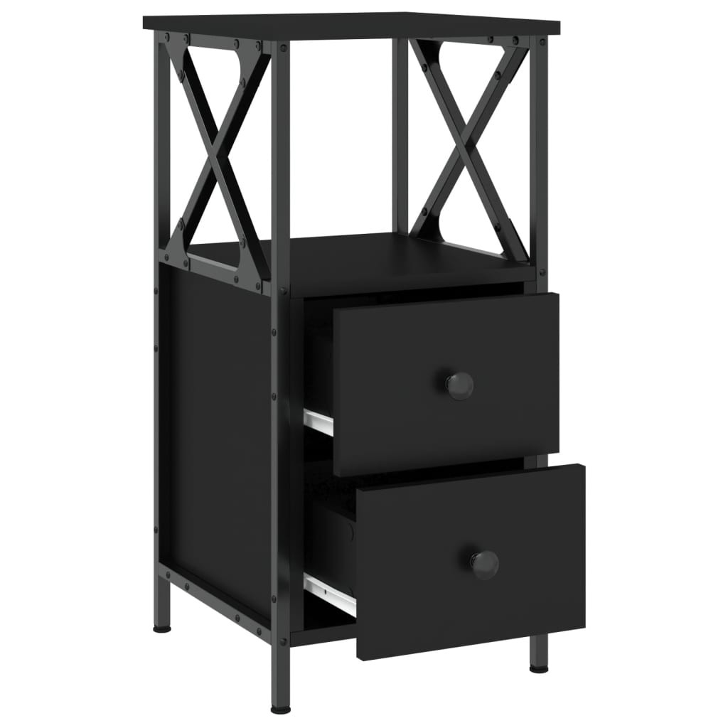 Mesitas De Noche 2 Uds Madera De Ingeniería Negro 34x35,5x70 Cm_4
