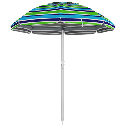 Outsunny Sombrilla De Playa Ø178x205 Cm Con Altura Ajustable Multicolor_0