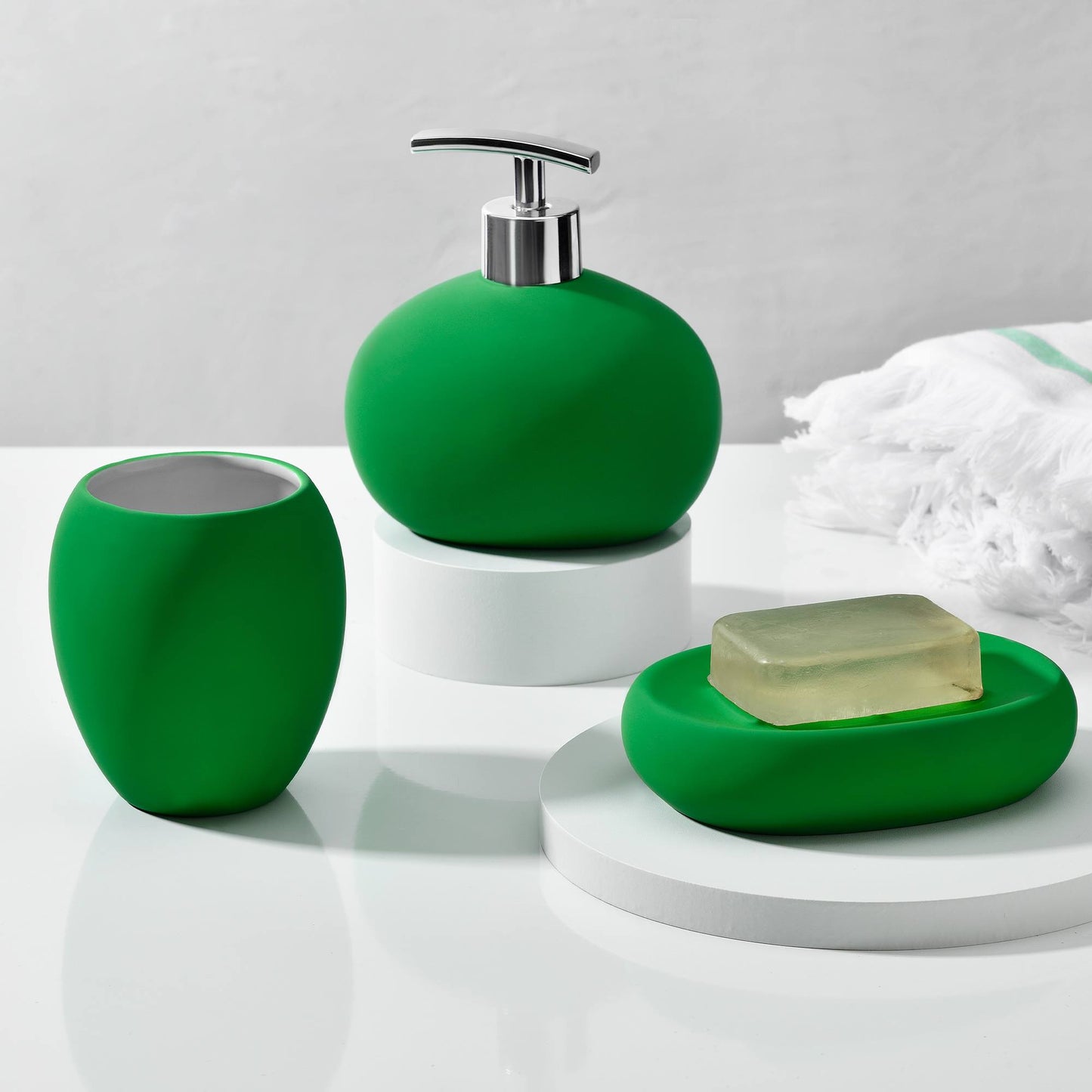 Dispensador De Jabón Baño En Cerámica Verde_1