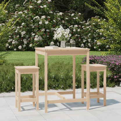 Vidaxl Set De Mesa Y Taburetes Altos 3 Piezas Madera Maciza De Pino_1