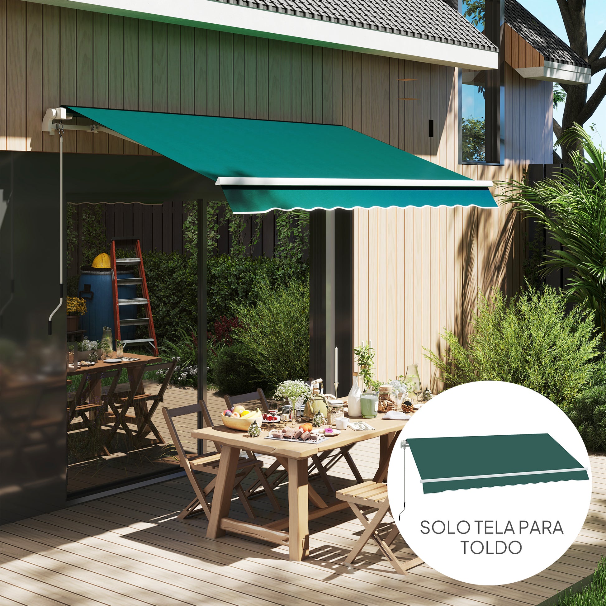 Outsunny Techo De Repuesto Para Toldo 282x250 Cm Con Protección Uv 50+ Verde_1