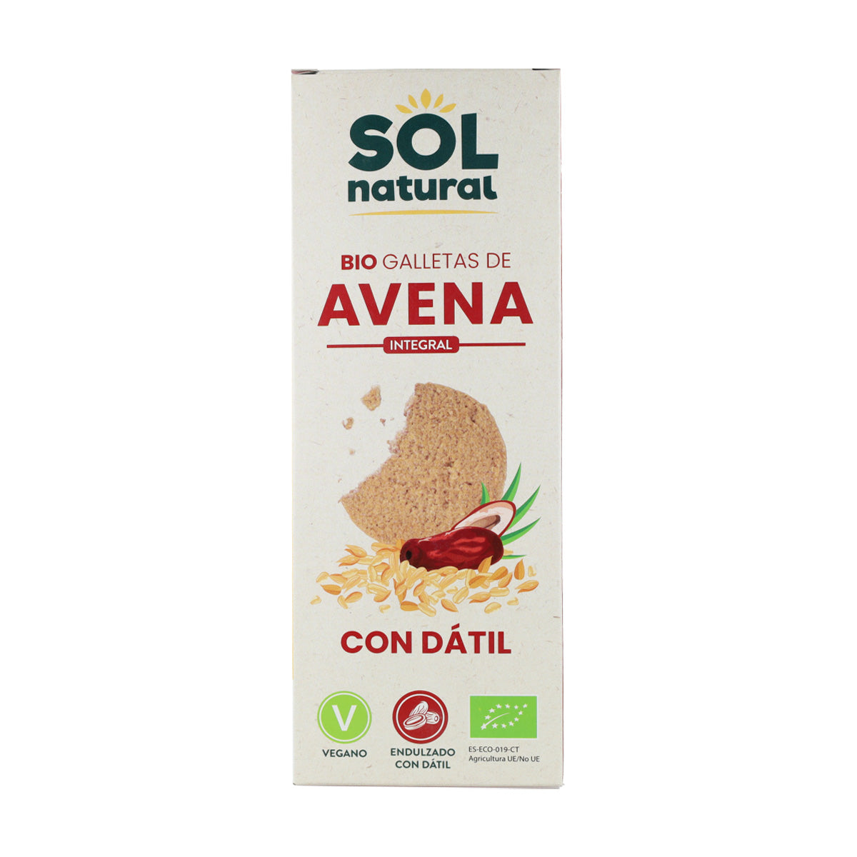Bolachas de aveia integral adoçadas com tâmaras Sol Natural 170g