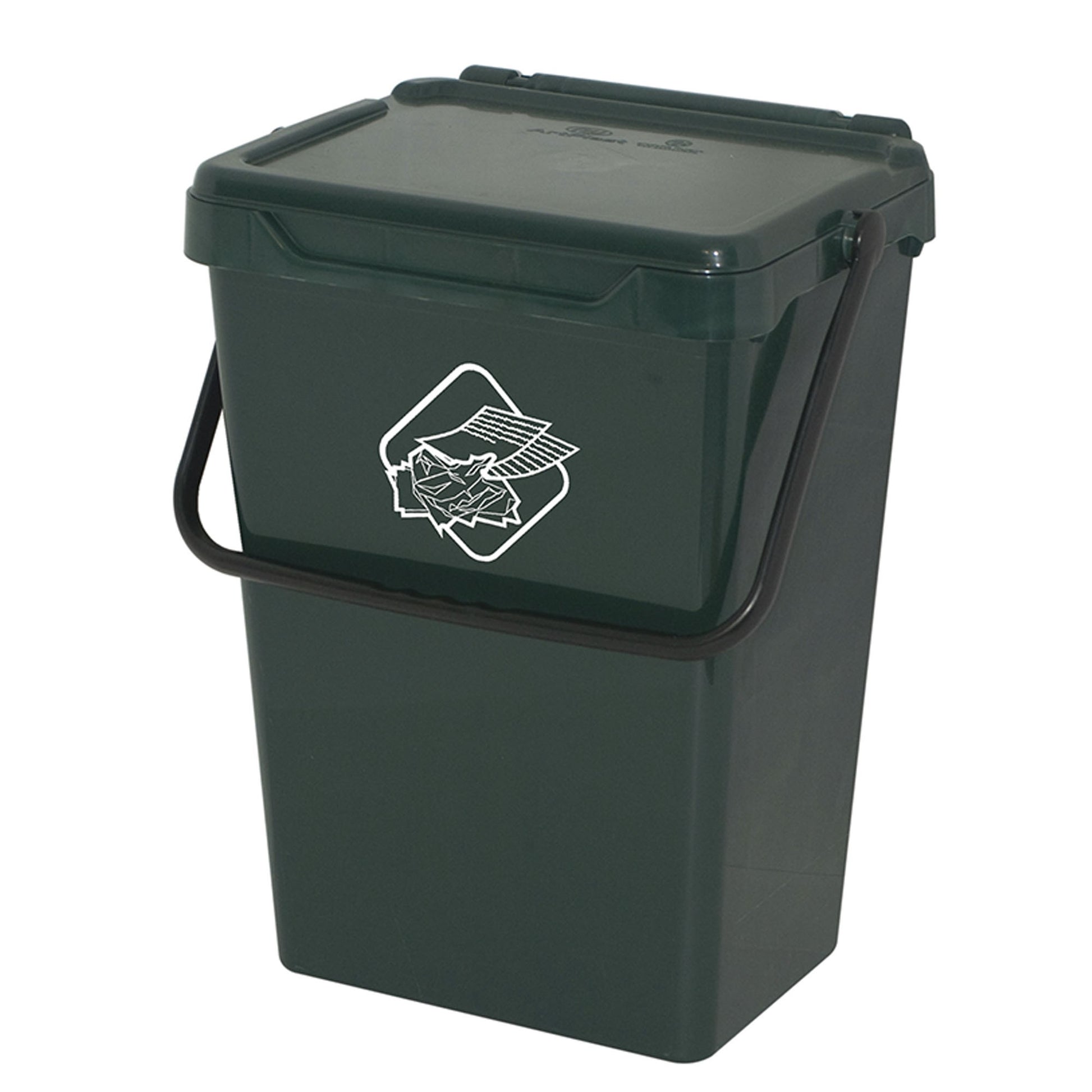 Cubo De Polipropileno Con La Manija Y La Cubierta, De Color Verde, 40 Lt. 400x305x510 Mm._0