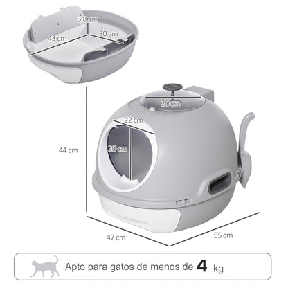 Pawhut Caja De Arena Para Gatos Con Claraboya Bandeja Extraíble Pala 47x55x44 Cm_2