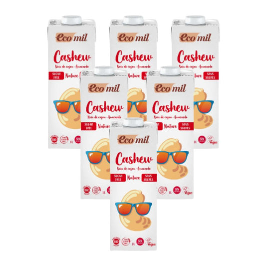 Embalagem de 6 unidades de bebida vegetal de caju Nature Bio Ecomil 1 L