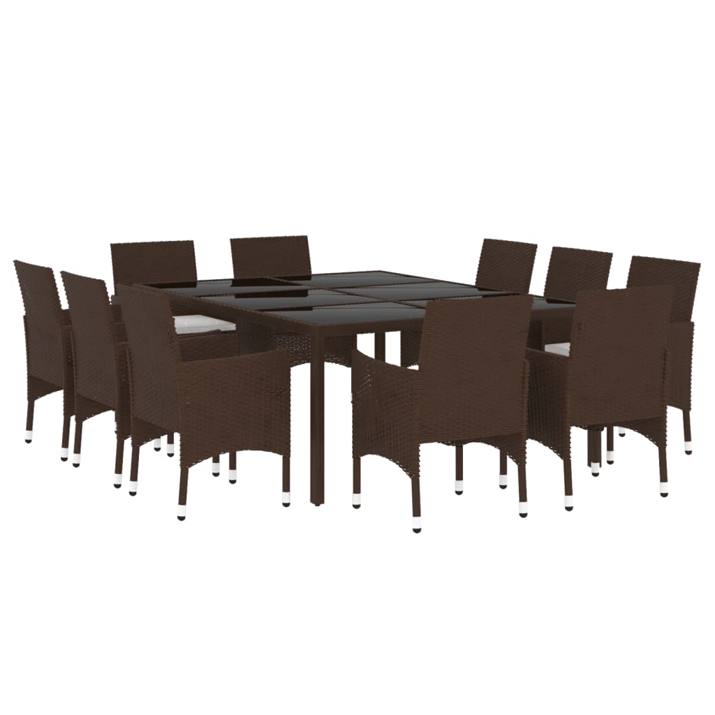Juego De Comedor De Jardín 11 Piezas Ratán Sintético Marrón / Vetonek_1