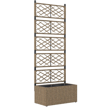 Outsunny Jardinera Exterior Grande De Ratán Con Enrejado 2 Macetas 57x30x150 Cm_0