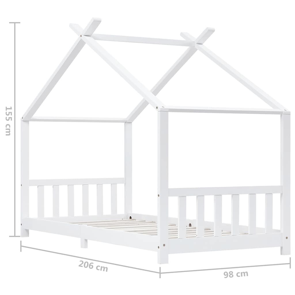 Vidaxl Estructura De Cama Infantil Madera Maciza Pino Blanco 90x200 Cm_2