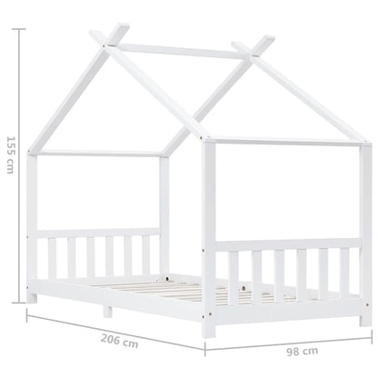 Vidaxl Estructura De Cama Infantil Madera Maciza Pino Blanco 90x200 Cm_2