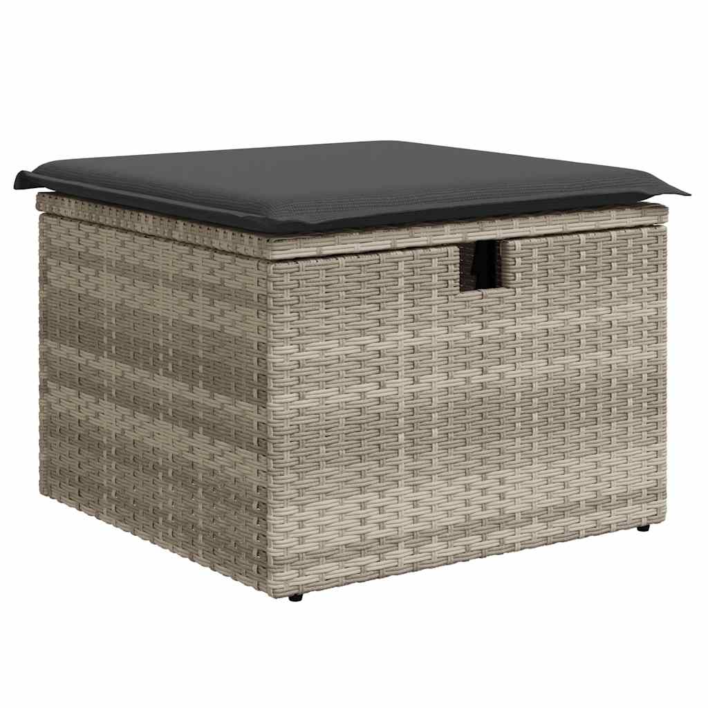 Set De Sofás De Jardín 7 Pzas Con Cojines Ratán Pe Gris Claro / Vetonek_3