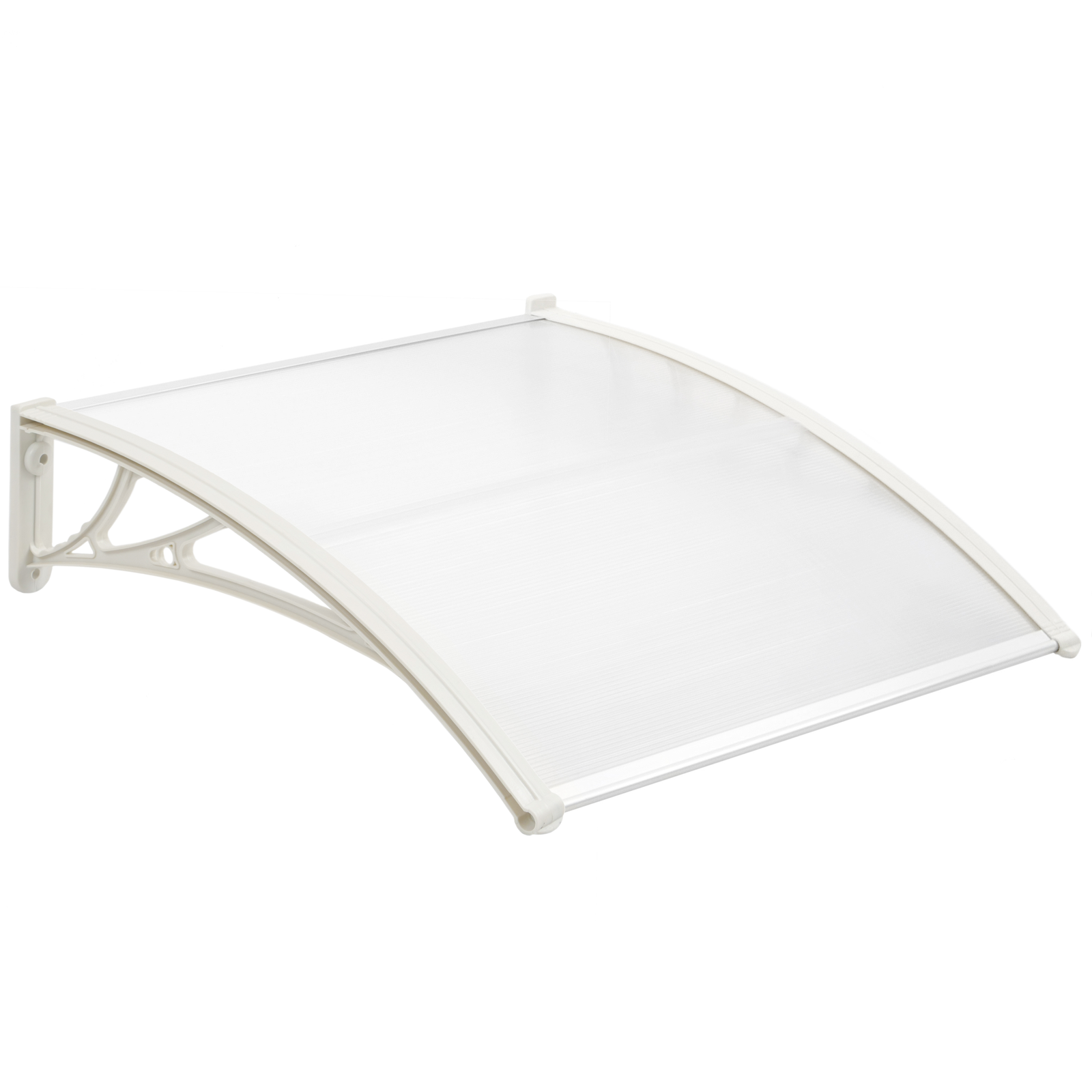Tejadillo De Protección 80x60 Cm Transparente. Marquesina Para Puertas Y Ventanas Con Soporte Blanco_0