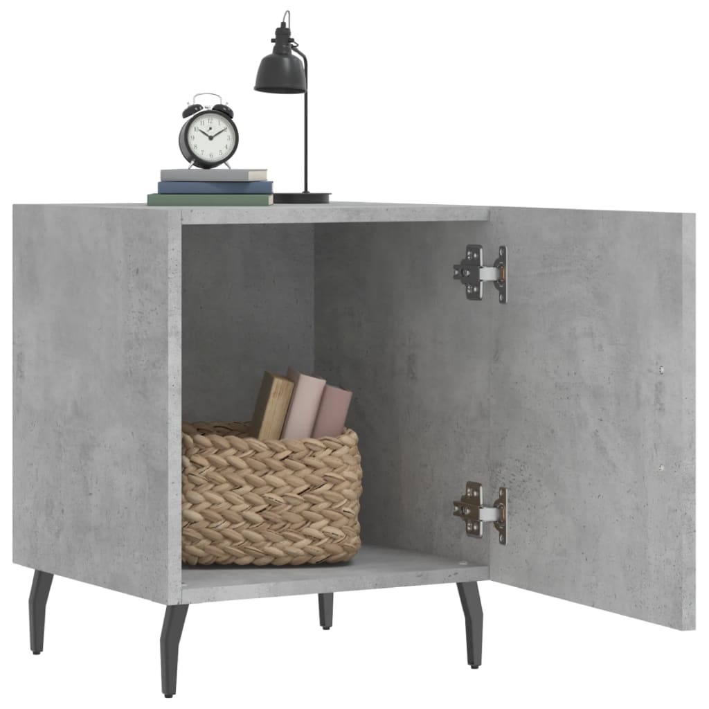 Mesita De Noche Madera De Ingeniería Gris Hormigón 40x40x50 Cm_1