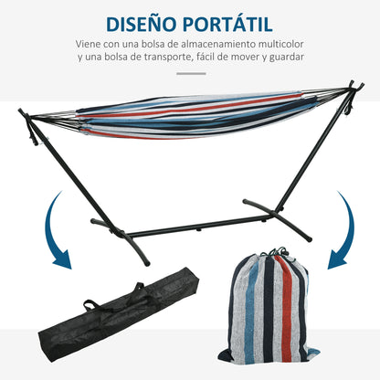 Outsunny Hamaca Con Soporte 310x117 Cm Hamaca De Camping Con Bolsa De Transporte_5