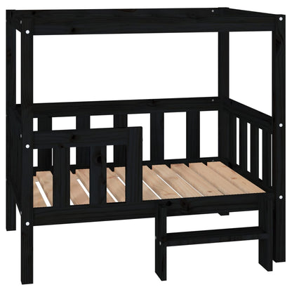 Vidaxl Cama Para Perros Madera Maciza De Pino Negro 95,5x73,5x90 Cm_0