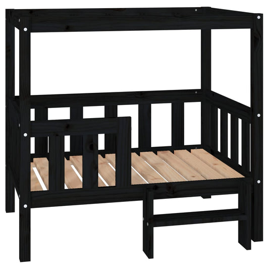 Vidaxl Cama Para Perros Madera Maciza De Pino Negro 95,5x73,5x90 Cm_0