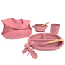 Conjunto De Louça Para Bebé Em Silicone Orgânico 8 Peças Com Ventosa Antiderrapante Althea Living Rosa Profundo