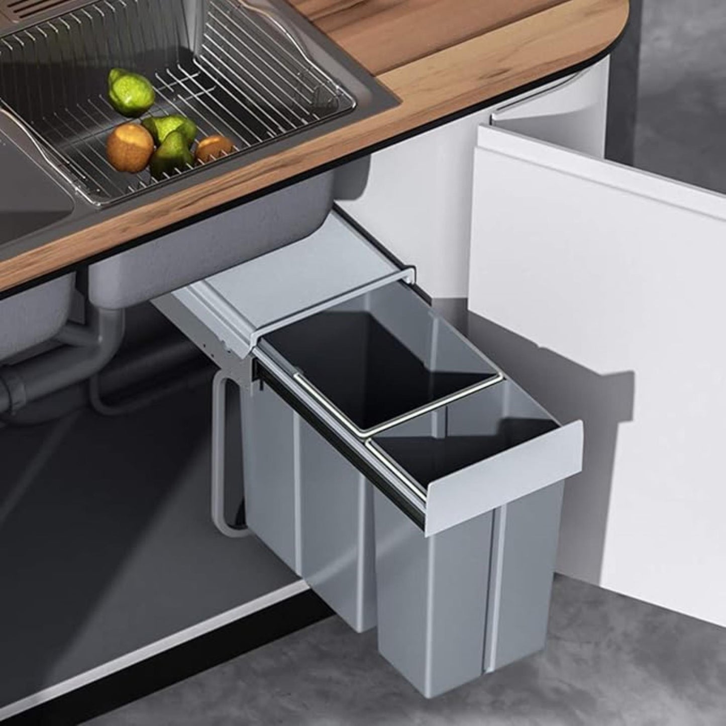 Cubo De Reciclaje 10l+20l Bajo Fregadero, Extracción Manual Y Tapa_2