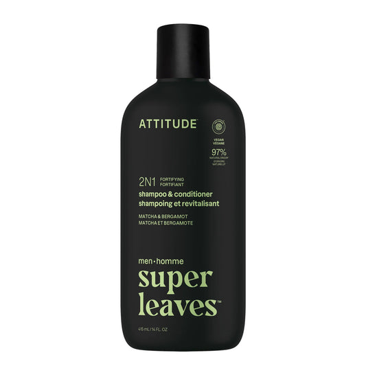 Champô e Condicionador Super Leaves 2 em 1 Fortificante Bergamota e Matcha 415 ml