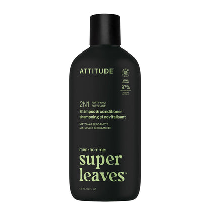 Champô e Condicionador Super Leaves 2 em 1 Fortificante Bergamota e Matcha 415 ml