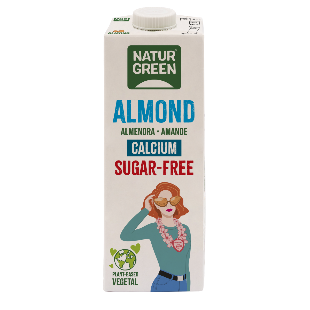 Embalagem de 6 bebidas de amêndoa sem açúcar NaturGreen com cálcio, 1 litro