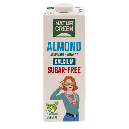 Embalagem de 6 bebidas de amêndoa sem açúcar NaturGreen com cálcio, 1 litro