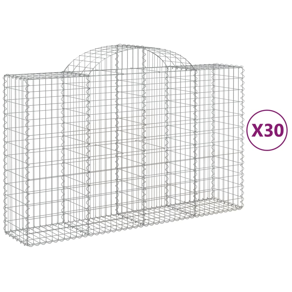 Cestas Gaviones 30 Uds Forma De Arco Hierro 200x50x120/140 Cm_0