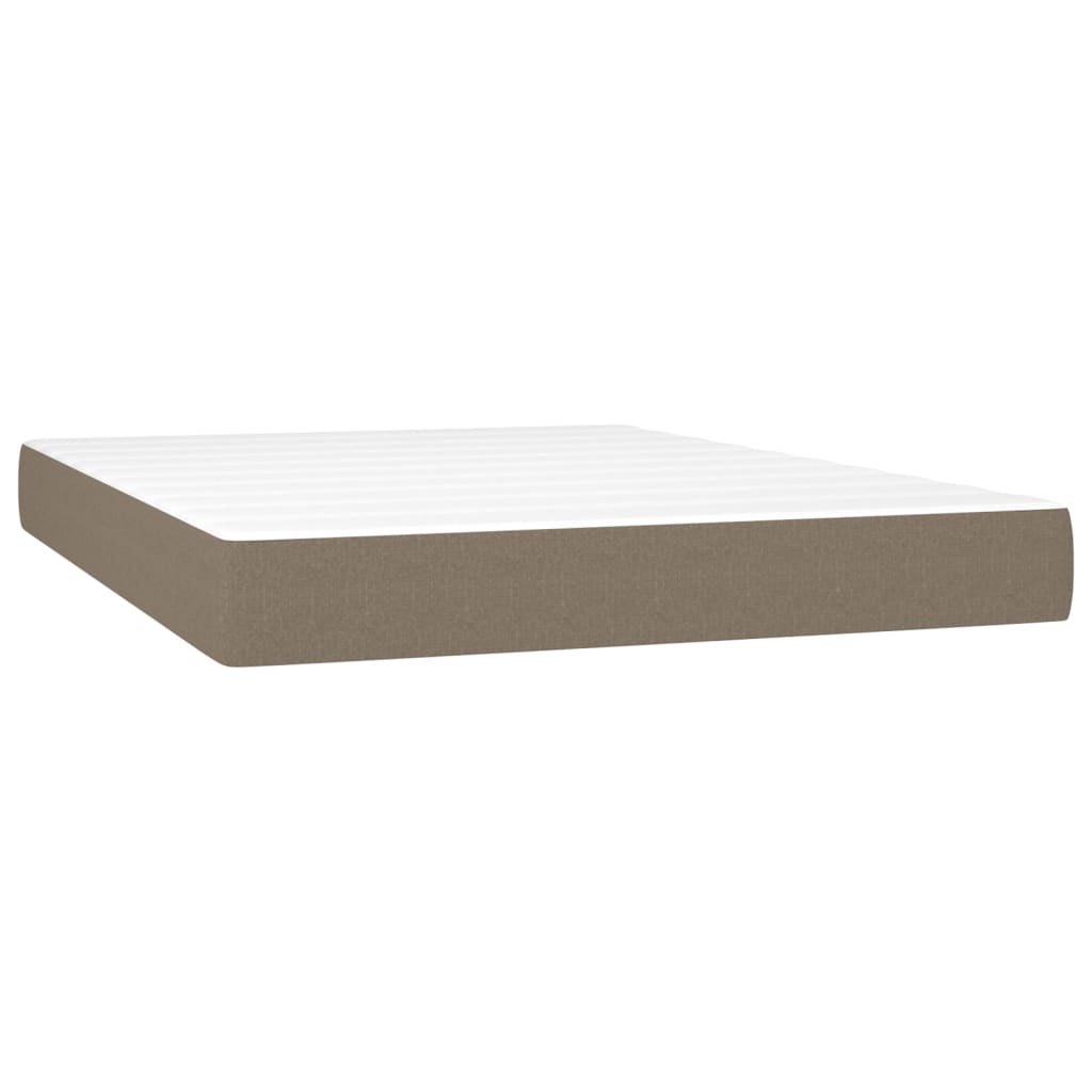 Cama Box Spring Colchón Y Luces Led Tela Gris Taupe 140x200 Cm / Vetonek_3