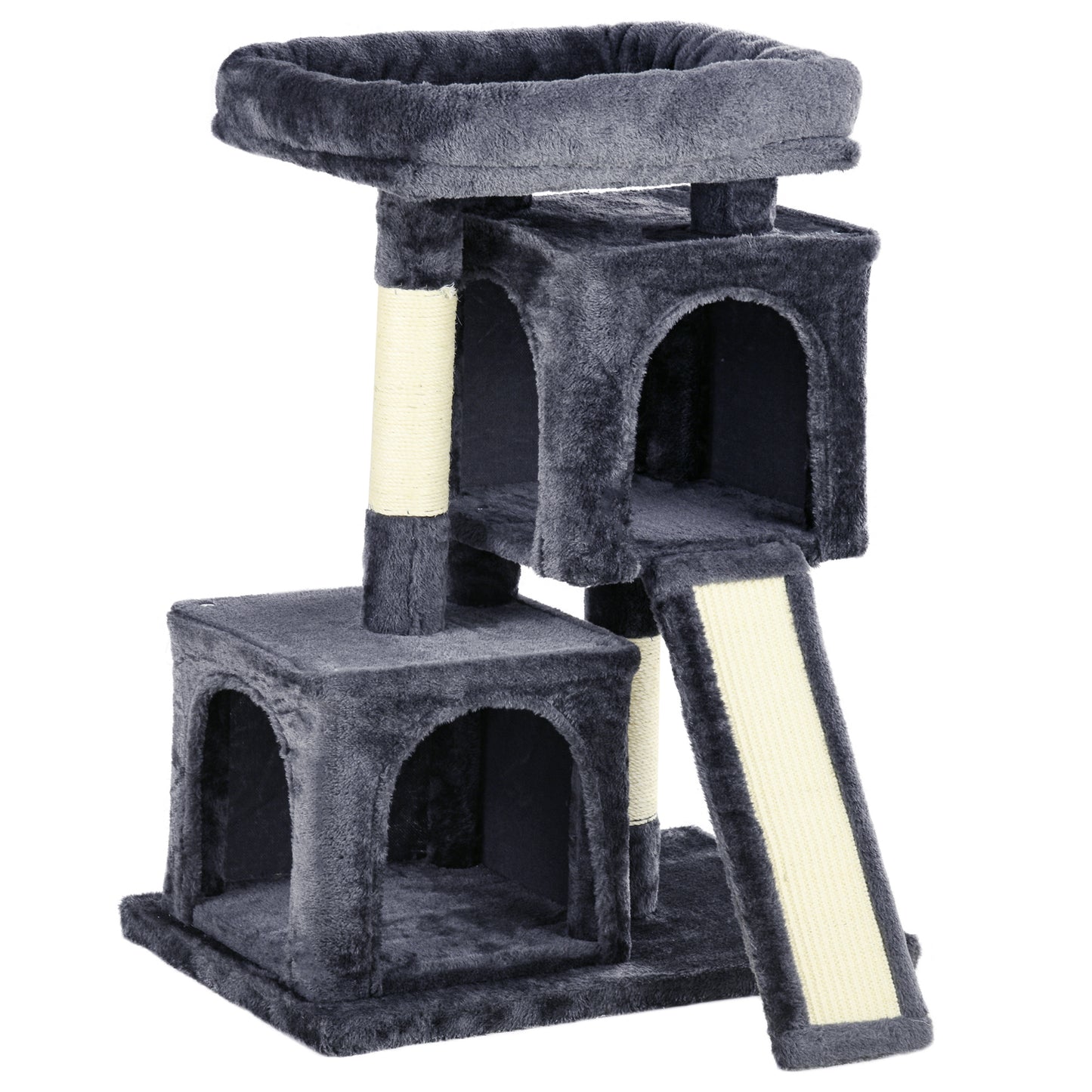 Pawhut Árbol Para Gatos Con Postes Y Tablero Rascador Cuevas Cama Suave 59x39x83_0