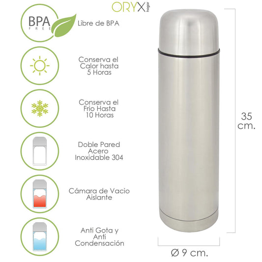 Termo Liquidos, Capacidad 1 Litro, Libre Bpa, Acero Inoxidable, Antigoteo_0