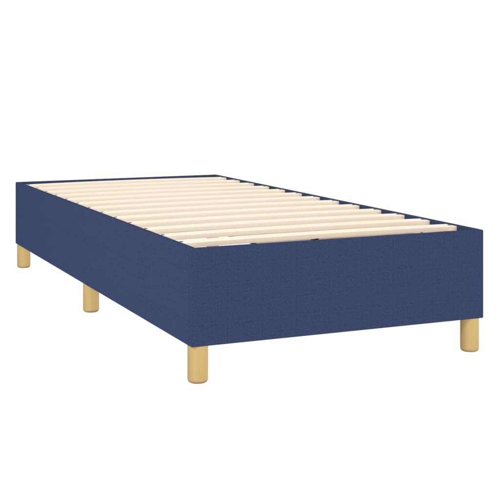 Cama Box Spring Colchón Y Luces Led Tela Azul 90x200 Cm / Vetonek_2