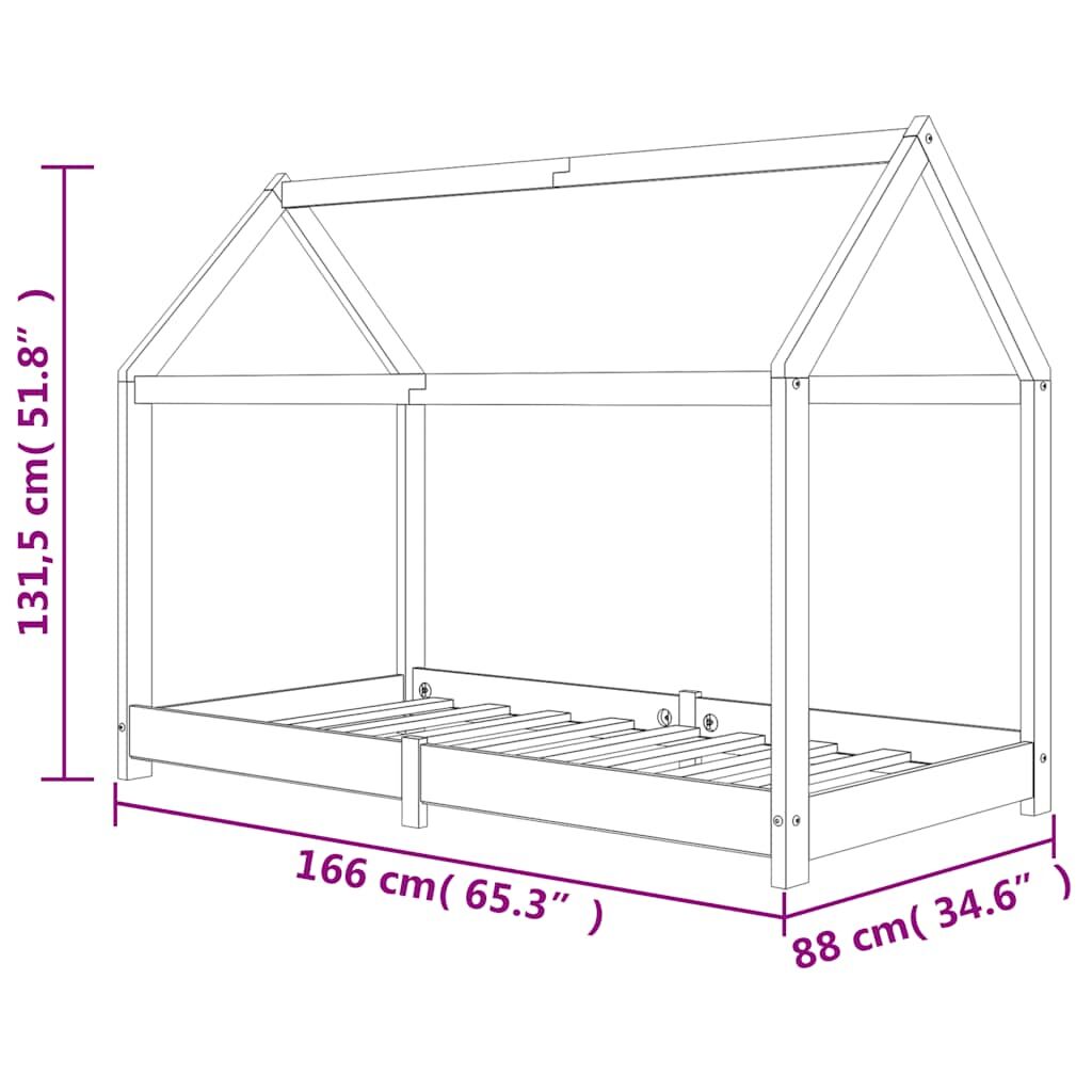 Vidaxl Estructura De Cama Infantil Madera Maciza Pino Gris 80x160 Cm_2