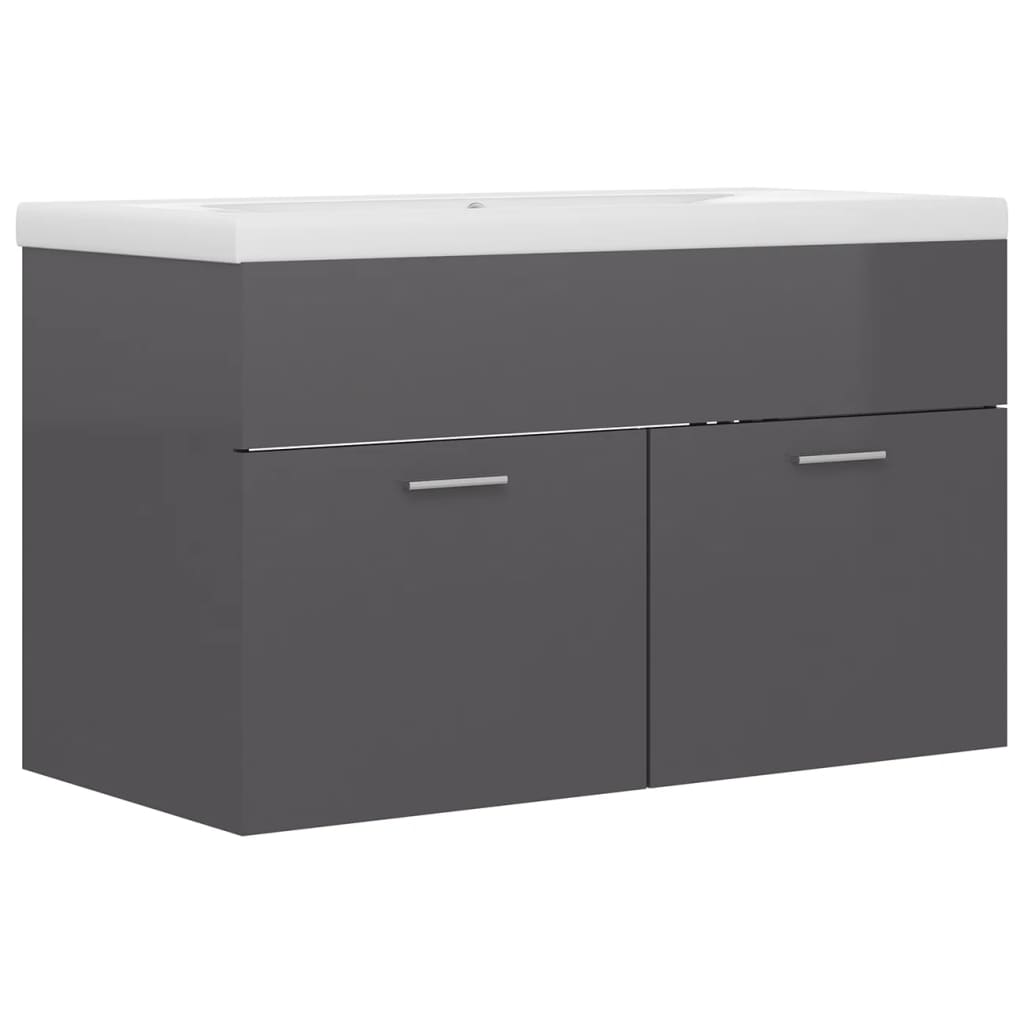 Mueble Con Lavabo Madera De Ingeniería Gris Brillante_1