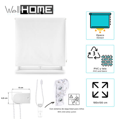 Estor Blanco Roto 180x130cm Enrollable Opaco Wellhome_1
