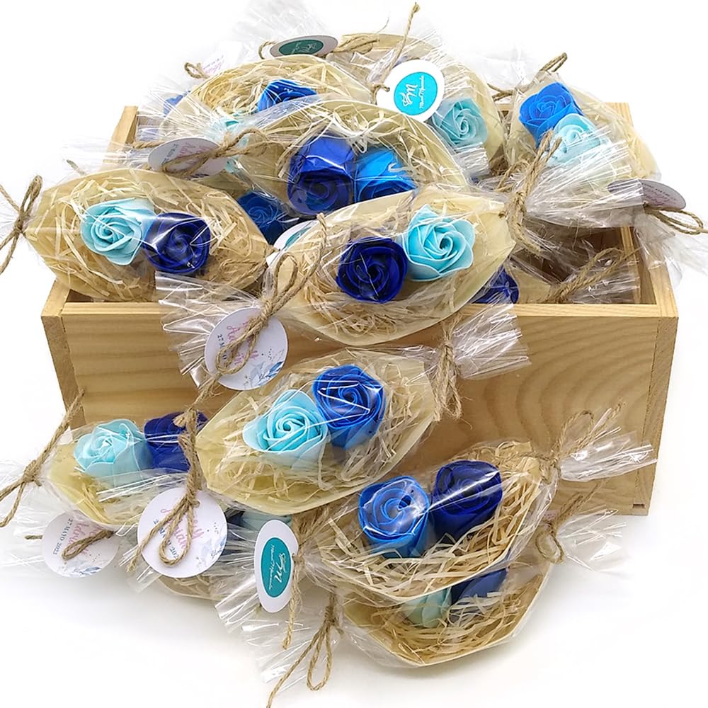 50 Barcas Con Flores Para Regalo Invitados (azul) - Rosas De Jabón Para Baño Aromático. Detalle Original Para Eventos_0
