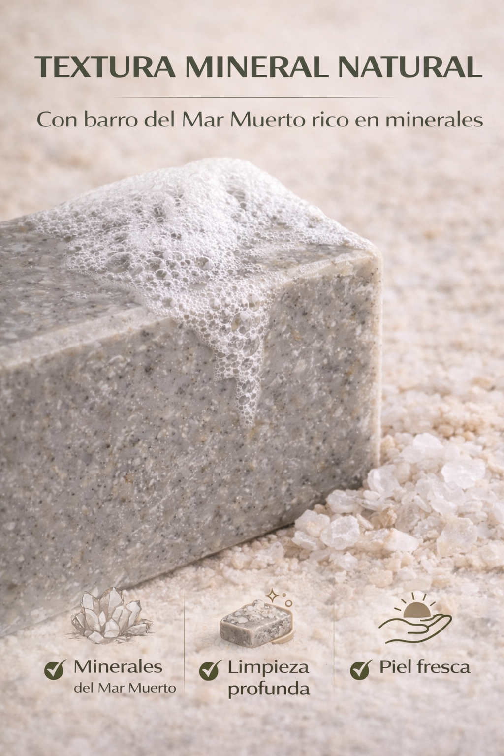 Jabón Sólido Natural de Barros del Mar Muerto 100 g | Limpieza Purificante para Piel Grasa y Mixta | M&On Naturals_2
