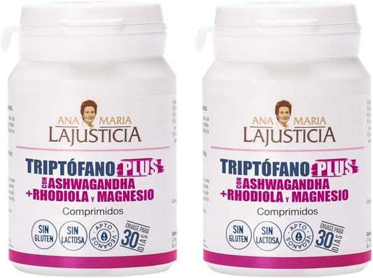 Pack X2 Triptofano plus com ashwagandha + rhodiola e magnésio Ana María LaJusticia 60 comprimidos